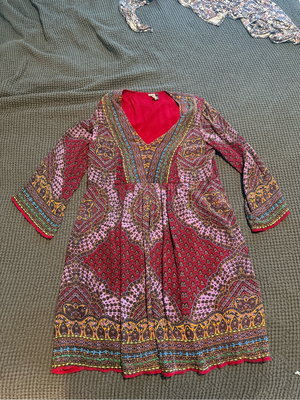 Anthropologie Red Scoop-Neck Dress